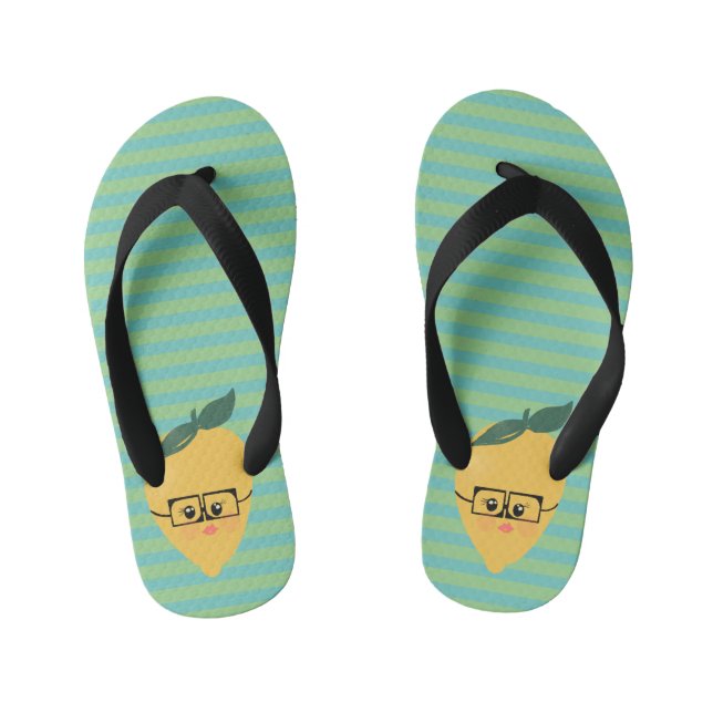 Lemon Cute Striped Pattern Kid's Thongs (Footbed)