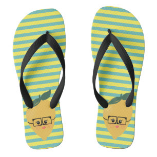 Lemon Cute Striped Pattern Thongs