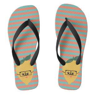 Lemon Cute Striped Pattern Thongs