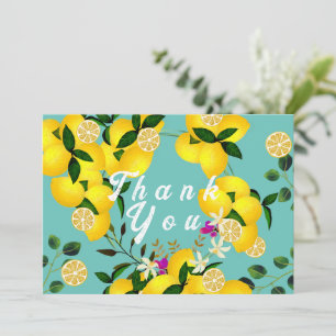 Lemon Days Aqua Thank You Card