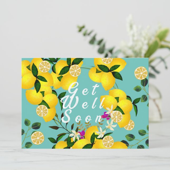 Lemon Days Aqua Thank You Card (Standing Front)