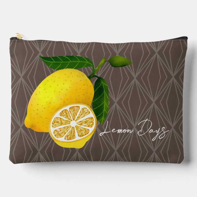 Lemon Days Brown Accessory Pouch (Front)