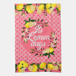 Lemon Days Motif Cherry Tea Towel