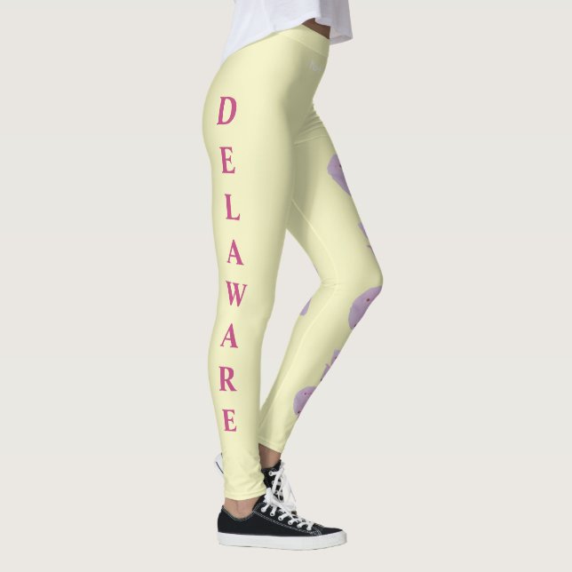 Lemon Delaware State Flower Peach Blossom Leggings (Right)