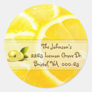 Lemon design Return Address Classic Round Sticker