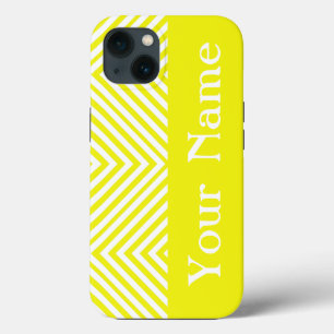 Lemon Diamond Chevron with name @ Emporiomoffa iPhone 13 Case
