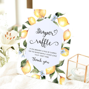 Lemon Diaper raffle baby shower Pedestal Sign