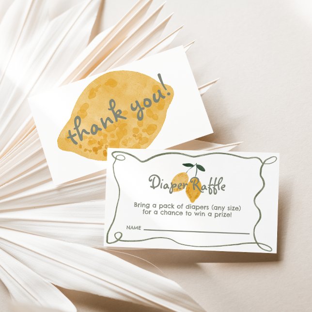 Lemon Diaper Raffle Entry Enclosure Card (Italian Lemon Gender Neutral Diaper Raffle Game Entry Card)