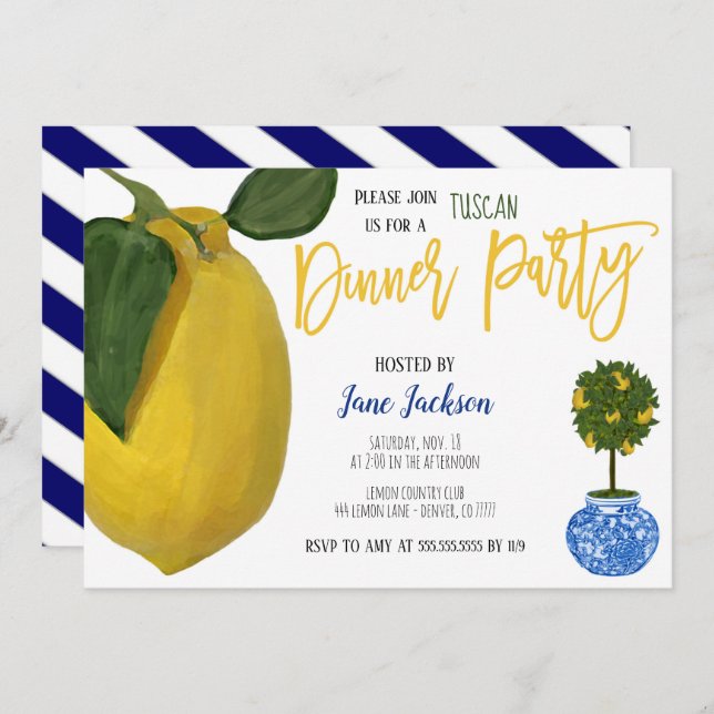 Lemon Dinner Party Invitation (Front/Back)