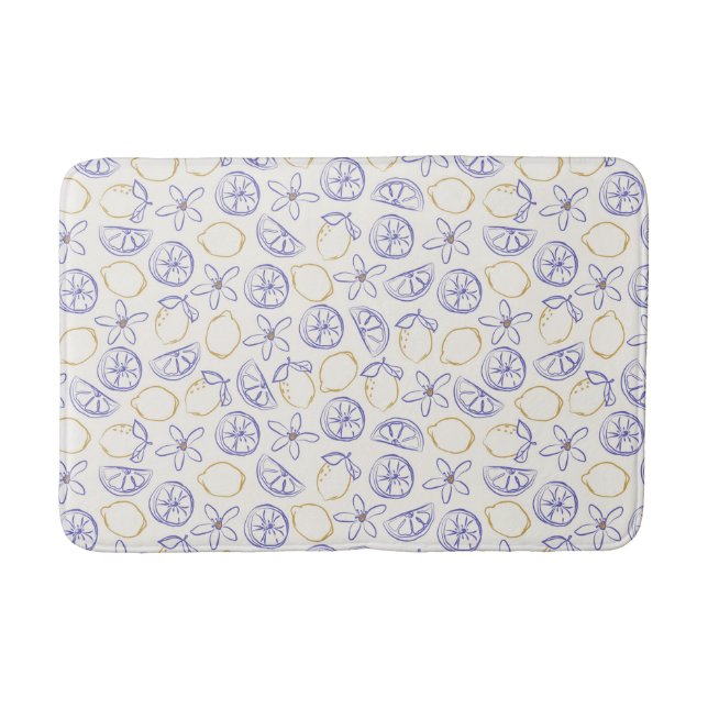 Lemon Doodle Pattern Bath Mat (Front)