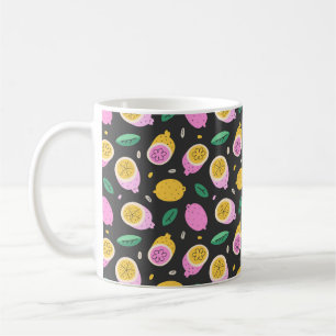 Lemon doodle pattern, bright cute citrus fruit dra coffee mug