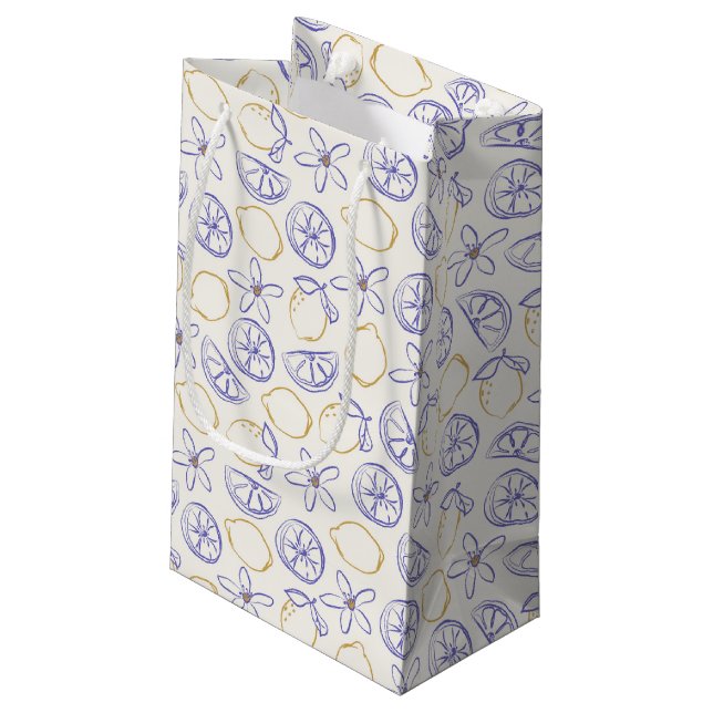 Lemon Doodle Pattern Gift Bag (Back Angled)