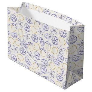 Lemon Doodle Pattern Large Gift Bag