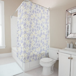 Lemon Doodle Pattern Shower Curtain