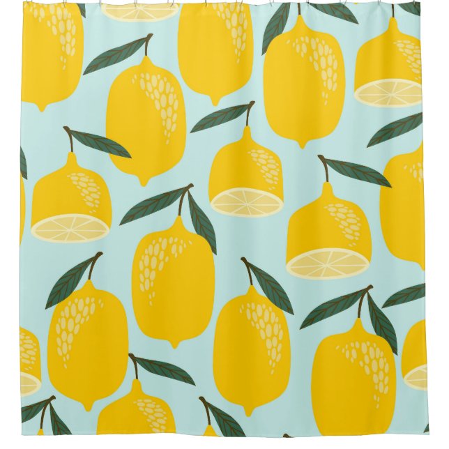 Lemon drawings, trendy vintage pattern. shower curtain (Front)