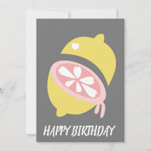 Lemon Dripping Yellow Pink Birthday Card