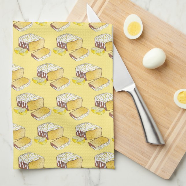Lemon Drizzle Pound Cake Loaf British Baking Food Tea Towel (Quarter Fold)