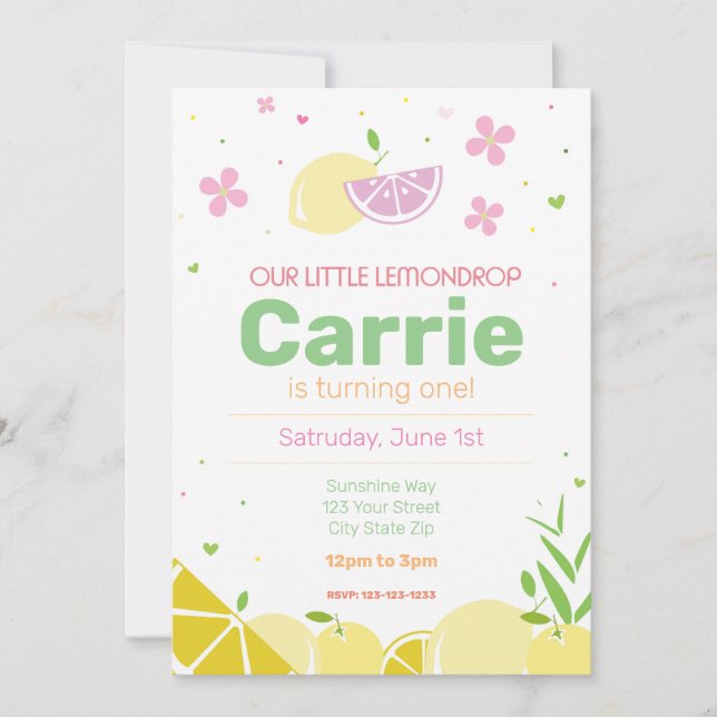 Lemon drop Birthday Party Invite (Front)