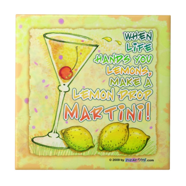 Lemon Drop Martini Coaster Tile (Front)