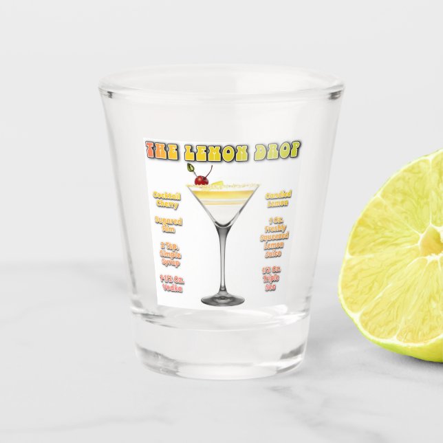 LEMON DROP MARTINI Cocktail Recipe Art Shot Glass (Front)