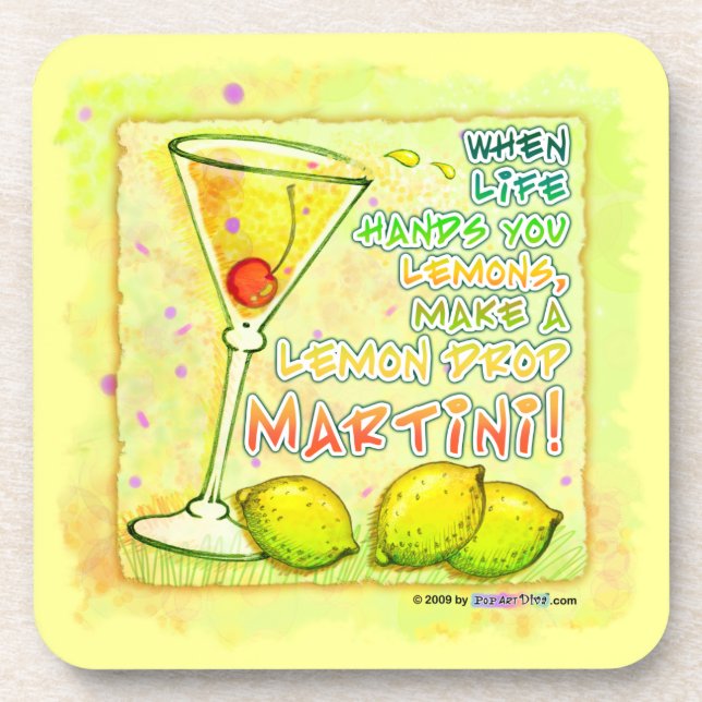 Lemon Drop Martini Cork Coaster (Front)