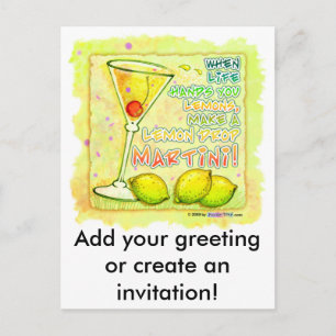 Lemon Drop Martini Invitation Postcard