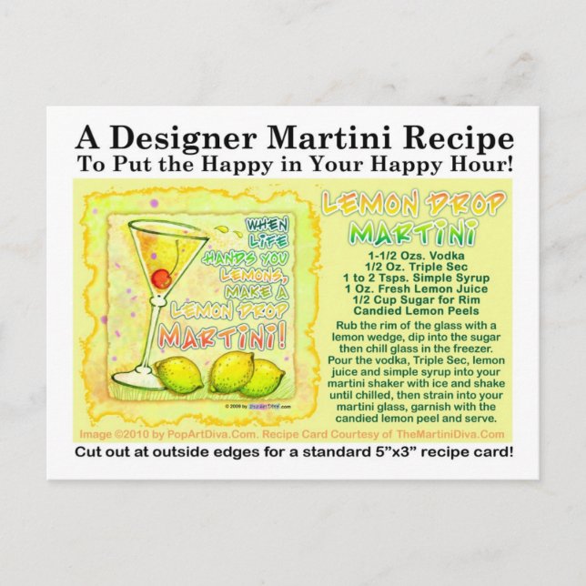 Lemon Drop Martini Recipe Postcard (Front)