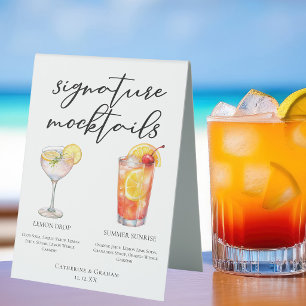 Lemon Drop Summer Sunrise Wedding Mocktails Menu