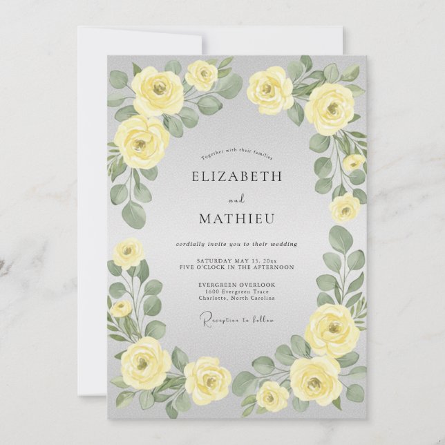 Lemon Elegant Botanical Wedding Invitation (Front)