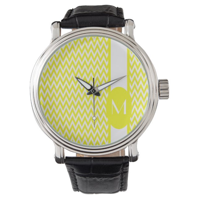 Lemon Elegant Chevron Design with monogram Watch (Front)
