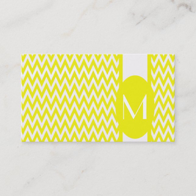 Lemon Elegant Chevron Monogram Business Card (Front)
