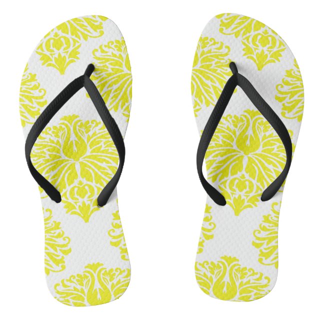 Lemon Elegant Damask Thongs (Footbed)