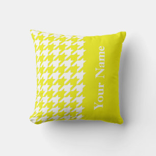 Lemon Elegant Houndstooth with name Cushion