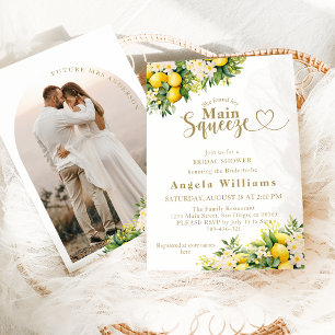 Lemon Elegant Modern Summer Photo Bridal Shower  Invitation