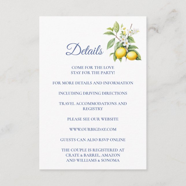 Lemon Enclosure Card Details (Front)