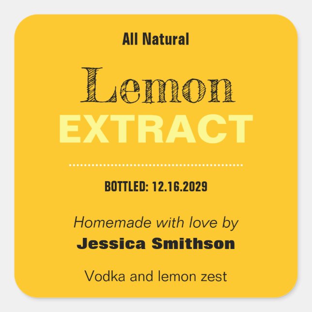Lemon Extract Modern Label Sticker VLL1rt (Front)