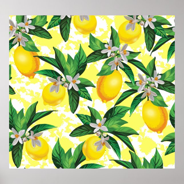 Lemon Fantasy: Creative Floral Pattern Poster (Front)