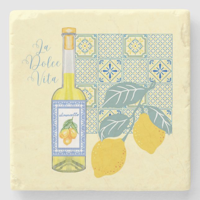  Lemon Farm Retro Stone Coaster (Front)