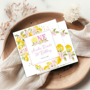 Lemon Floral 1st Birthday Napkins