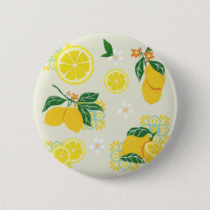 Lemon Floral 6 Cm Round Badge