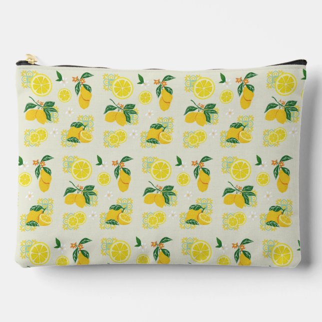 Lemon Floral Accessory Pouch (Front)