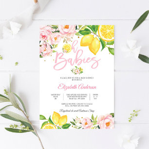 Lemon Floral Baby Shower Invitation
