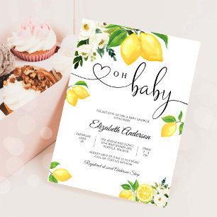 Lemon Floral Baby Shower Invitation
