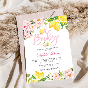 Lemon Floral Baby Shower Invitation
