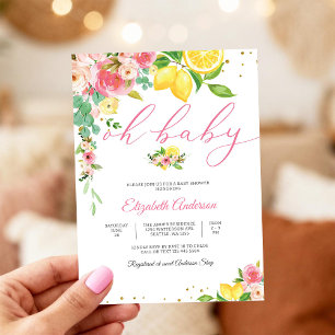 Lemon Floral Baby Shower Invitation