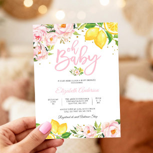 Lemon Floral Baby Shower Invitation