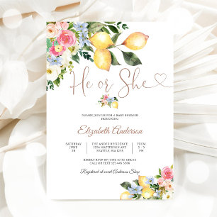 Lemon Floral Baby Shower Invitation
