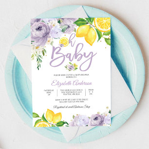 Lemon Floral Baby Shower Invitation