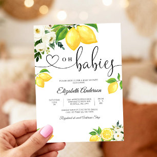 Lemon Floral Baby Shower Invitation
