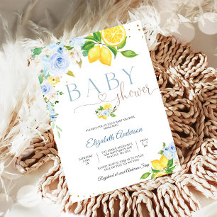 Lemon Floral Baby Shower Invitation